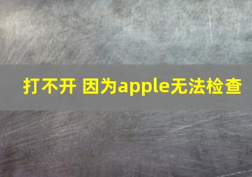 打不开 因为apple无法检查